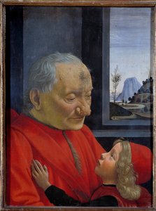 老人和小男孩的肖像画 多米尼克-基尔兰达约（1449-1494）15世纪的太阳。0,62x0,46米 - 一个老人和一个小男孩的肖像（也叫《老人和他的孙子》）。多梅尼科-基尔兰达约（1449-1494）15世纪的画作。 作者 多梅尼科·吉兰达约（Domenico Ghirlandaio）