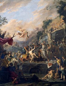圣劳伦斯的殉难，多梅尼科·加久洛 (Domenico Gargiulo) 的画作 Micco Spadaro (1609 或 1610-ca 1675)，意大利