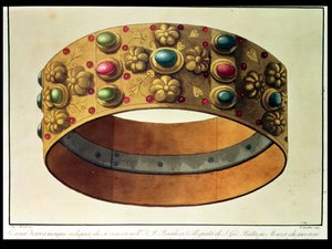 伦巴第铁冠，777 年为查理曼加冕，1805 年为拿破仑加冕，米兰大教堂，D. Landini 雕刻（水印版画） 作者 多梅尼科（后）兰迪尼