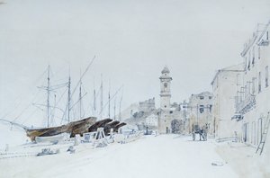 塔吉亚的武器景观，约 1860 年，作者帕斯夸莱-多梅尼科-坎比亚索（1811-1894 年），意大利 铅笔和水彩。 作者 多梅尼科·坎比亚索