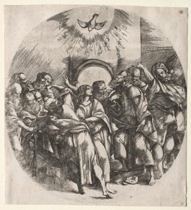 圣灵的后裔，1518年。 作者 多梅尼科·坎帕尼奥拉（Domenico Campagnola）