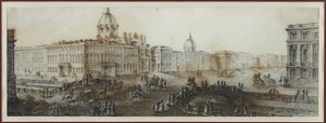 圣彼得堡凯瑟琳运河附近的Nevsky Prospekt（透视Nevski）--Domenico Felice Lamoni（1745-1830）。纸上水彩和白颜色，1782年后。圣彼得堡国家历史博物馆