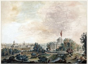 Palais de Pavlosk (1782-1786) - 巴甫洛夫斯克宫 - Domenico Felice Lamoni (1745-1830)。 纸本水彩和白色，1786 年后。圣彼得堡历史国家博物馆