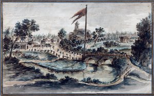 巴伐利亚斯克公园与圣玛丽抹大拉医院的观点，1783年（纸上写着）