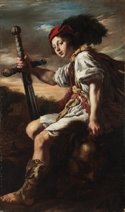 意大利语  Davide con la testa di Golia 大卫与歌利亚的头颅