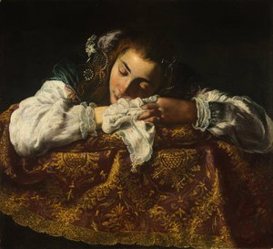 沉睡的女孩 - Peinture de Domenico Fetti (1588/90-1623) - 1621-1622 - 布面油画 - 67,5x74 - Szepmuveszeti Muzeum，布达佩斯