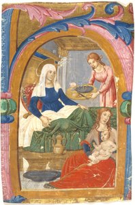 圣母诞生在初始 H 中 作者 多梅尼科·吉兰达约（Domenico Ghirlandaio）