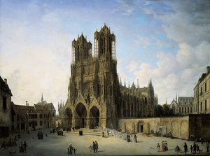 兰斯大教堂的西南翼，1826年 作者 Domenico II Quaglio