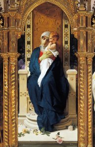 玫瑰圣母的色板画，多梅尼科·莫雷利（Domenico Morelli，1823-1901），细节，圣奥古斯丁教堂，科里利亚诺卡拉布罗城堡，意大利卡拉布里亚