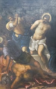 鞭笞》，约 1598 年（布面油画） 作者 多梅尼科·罗布斯提·丁托列托