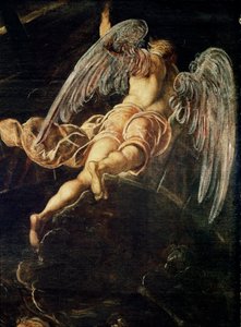耶稣基督下降到天使的地狱细节。 Jacopo Robusti detto il Tintoretto 的绘画（The Tintoret