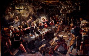 最后的晚餐 (La cene) 绘画 by Jacopo Robusti 说丁托列 (Tintoretto) (1518-1594) 1592-1594 Sun。 365x568 厘米威尼斯，圣乔治教堂