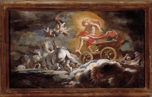 太阳的战车 多梅尼科·皮奥拉（Domenico Piola，1627-1703 年）绘画昏暗 58x78 厘米 Genes，Musei di Strada Nuova（原 Palazzo Bianco）