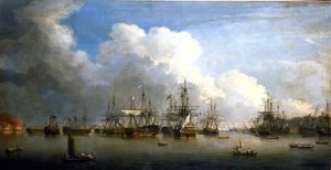 七年战争（1756-1763 年）：1762 年 8 月和 9 月，西班牙舰队在哈瓦那（古巴）被俘。布面油画，18 世纪中叶，多米尼克-塞雷斯（1722-1793 年）创作。