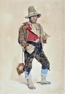 画家埃米尔·娄本（Emile Loubon）的肖像（1809-1863）（水彩）