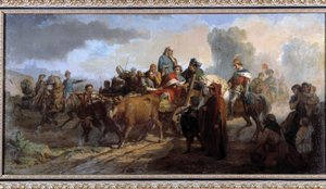 查理六世（1368-1422 年）的疯狂。安托万-多米尼克-马高德（1817-1899 年）的画作 帆布油画，厘米 111x221 P. Dumon 必提收藏：马赛普罗旺斯问候基金会收藏 作者 多米尼克·马格德（Dominique Magaud）