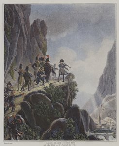 Napoleon examining Fort Bard, Italy, 23 May 1800 (colour litho) 作者 多米尼克·维万特（后）天龙