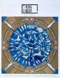 Dendarah黄道带的占星平面球，从Hathor神庙，Dendarah，埃及教堂的天花板c.1802