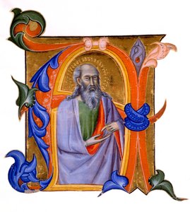 照明的初始A，c.1382-99（羊皮纸上的水性颜料和金箔）