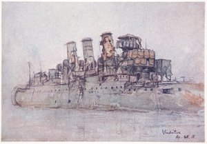 HMS报复，1918年4月25日，来自Gordon S. Maxwell的“海军战线”的插图，1920年
