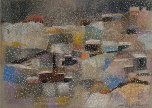 降雪，2001 年（天鹅绒纸上的粉彩画）