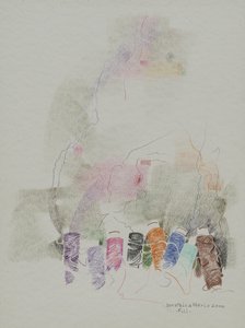 线程》，2000 年（纸上彩色铅笔）