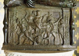 Putti Bacchanal，以&39;Judith and Holofernes&39;为基础的低浮雕，Sala de Gigli，1460（青铜）