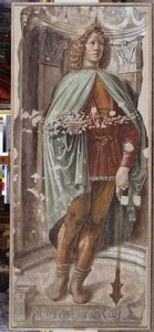 持矛的男人，约1486年（裱在画布上的独立壁画）。 作者 多纳托·布拉曼特