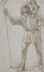 圣克里斯托弗与婴儿耶稣，c。 1490（Silverpoint，用白色加高，在浅灰色制备的纸上） 作者 多纳托·布拉曼特