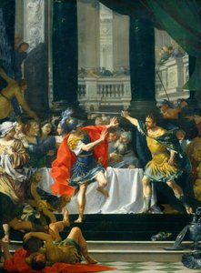 亚历山大大帝受到父亲的威胁，可能创作于 1700-1705 年（布面油画）