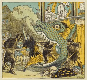 威廉-莎士比亚小时候看过的神秘剧（彩色石版画）