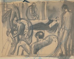 Maynard Keynes, Lytton Strachey and Others, c.1916 (pencil & watercolor on paper)