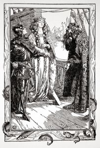 安圭拉国王将伊索尔特交给特里斯特拉姆爵士》，1905年。   作者 多拉·柯蒂斯（Dora Curtis）