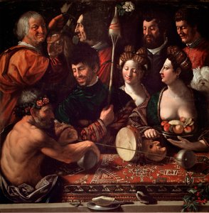 Bambocciata（滑稽画）。 赫拉克勒斯的巫术或寓言。 Giovanni Luteri dit Dosso Dossi （c.1479-1542）的绘画。 16 世纪太阳。143x144 厘米乌菲兹美术馆（办公室），意大利佛罗伦萨。