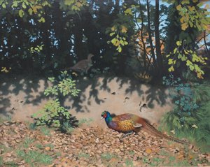 秋阳下的野鸡，2000 年（木板油画）