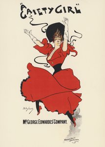 欢乐女郎》海报（彩色平印）。 作者 达德利·哈迪