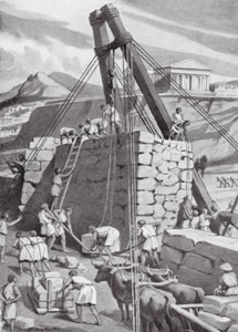 重建雅典城墙，公元前 393 年（石版画） 作者 达德利·希思