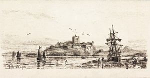 荷兰帆船搁浅在Bamburgh（墨水卡） 作者 邓肯·麦克莱