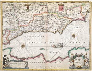 17 世纪西班牙格拉纳达和穆尔西亚地区地图 作者 荷兰学校