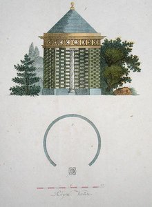 一个花园亭子，来自G. van Laar的《花园宝石杂志》，1802年出版（彩色平版印刷）。 作者 荷兰学校