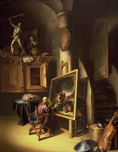 他的工作室中的艺术家，1635（小组） 作者 荷兰学校