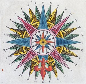 来自Blaue Atlas的Compass Rose于1697年在阿姆斯特丹出版