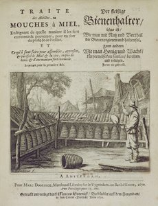 Bees或Honey Flies的封面......用法语和德语印刷，由GVEckhout，Amsterdam 1670雕刻 作者 荷兰学校