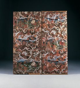 浮雕和彩色装饰板，十七世纪末（皮革） 作者 荷兰学校