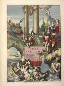 选自 Charles Pene 和 Pieter Mortier 所著《De Fransche Neptunus and Atlas Maritime and Suite du Neptune François》的插图（彩色雕版）。 作者 荷兰学校