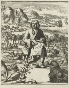 路易斯-亨内平登陆北美，1688 年出版（版画）。1688 年（雕刻） 作者 荷兰学校