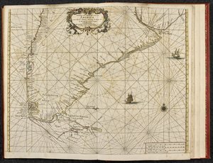 火地岛合恩角地图，选自 Hendrik Doncker 约 1660 年绘制的 "The Sea Atlas or the Watter World, shewing all the Sea Coasts of ye known parts of y earth with a generalall description of the same......"（版画）。 作者 荷兰学校