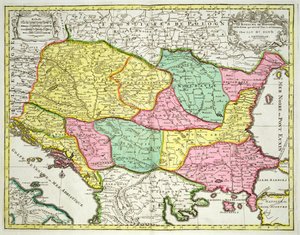 匈牙利王国和其皇冠，酒吧联合国的地图。作者：Jan Barend Elwe，阿姆斯特丹，1742年