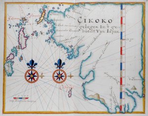 日本九州岛南部地图（纸上钢笔和水彩画） 作者 荷兰学校