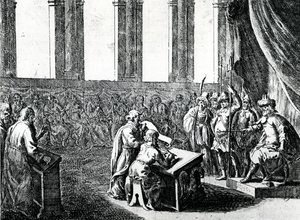 埃及国王Ptolemy Philadelphus召唤犹太人的72名男子将犹太法律翻译成希腊文，c.1700
